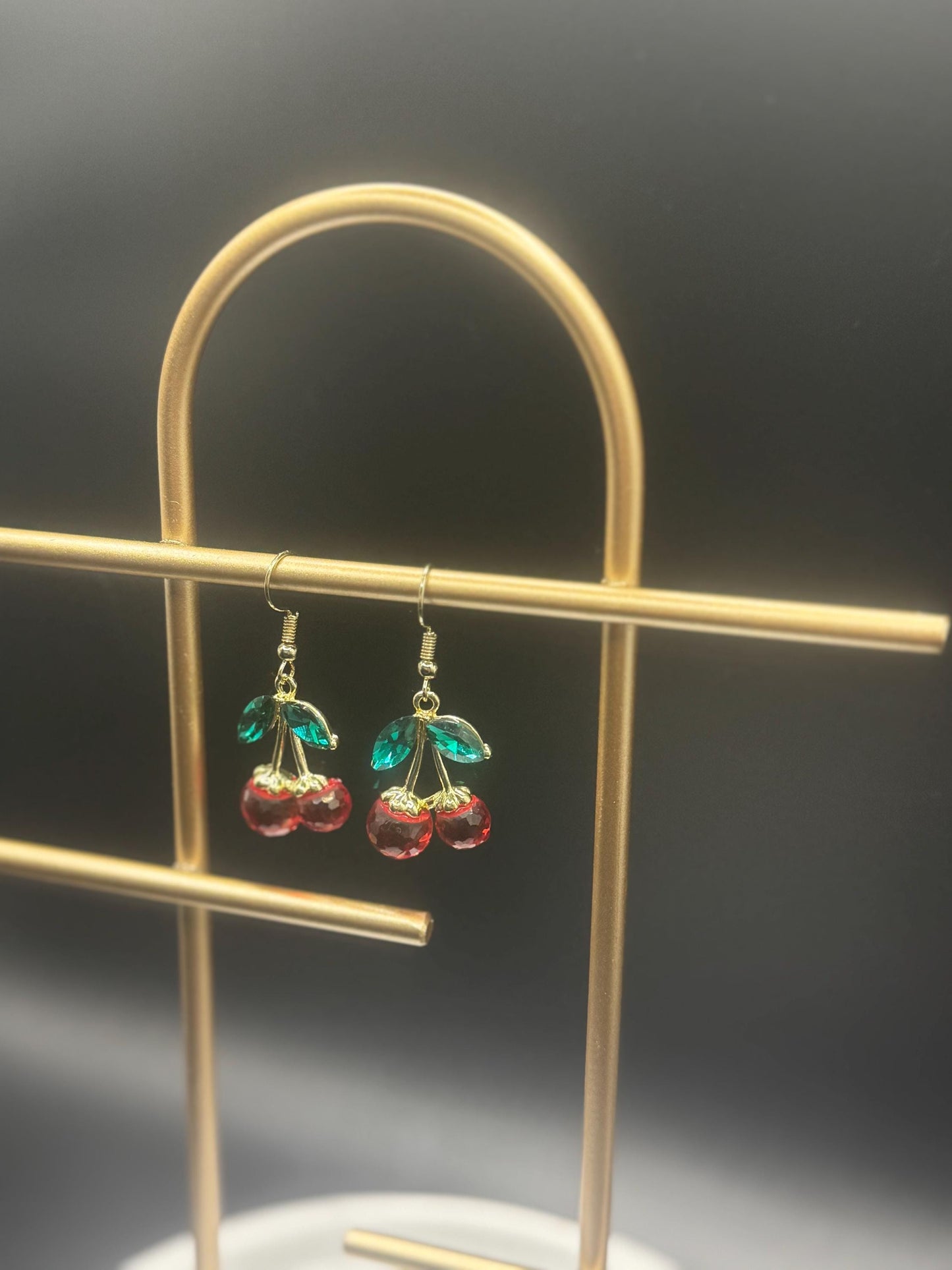 Crystal Cherry Earrings ( Gold )