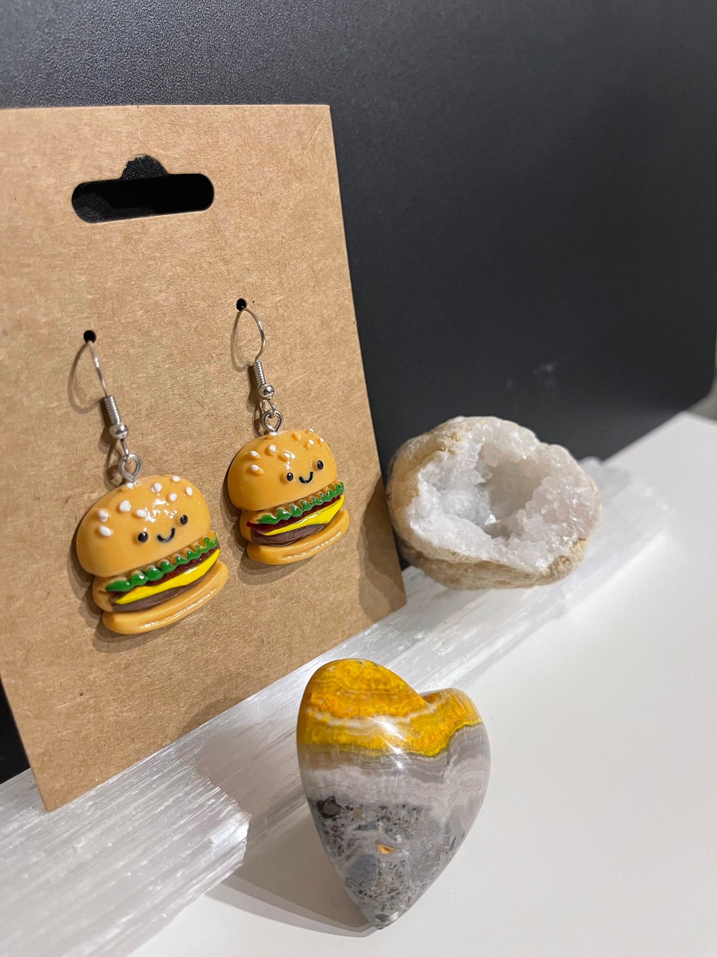 Hamburger Earrings ( Silver )