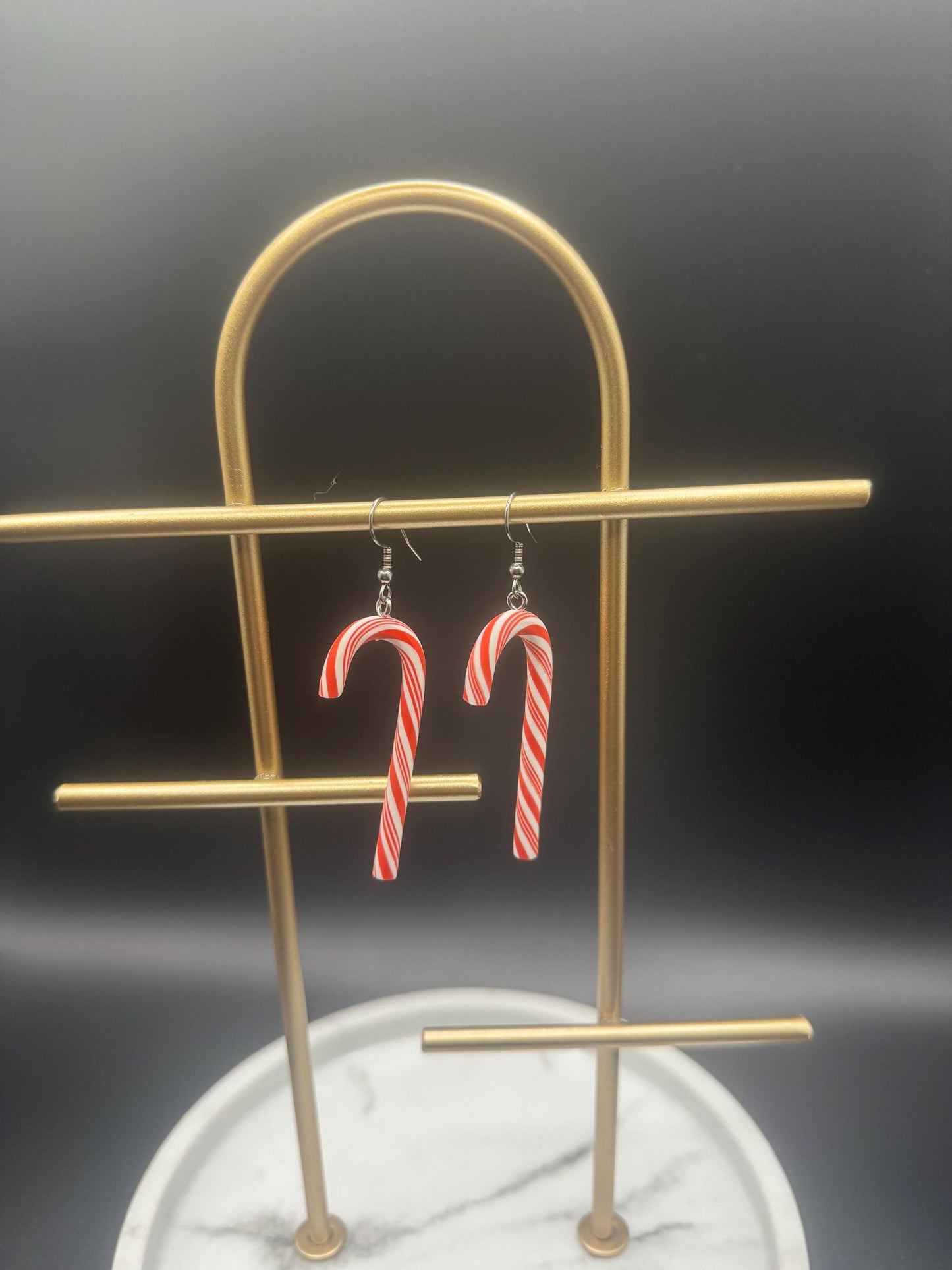 Candy Cane Earrings ( Silver )