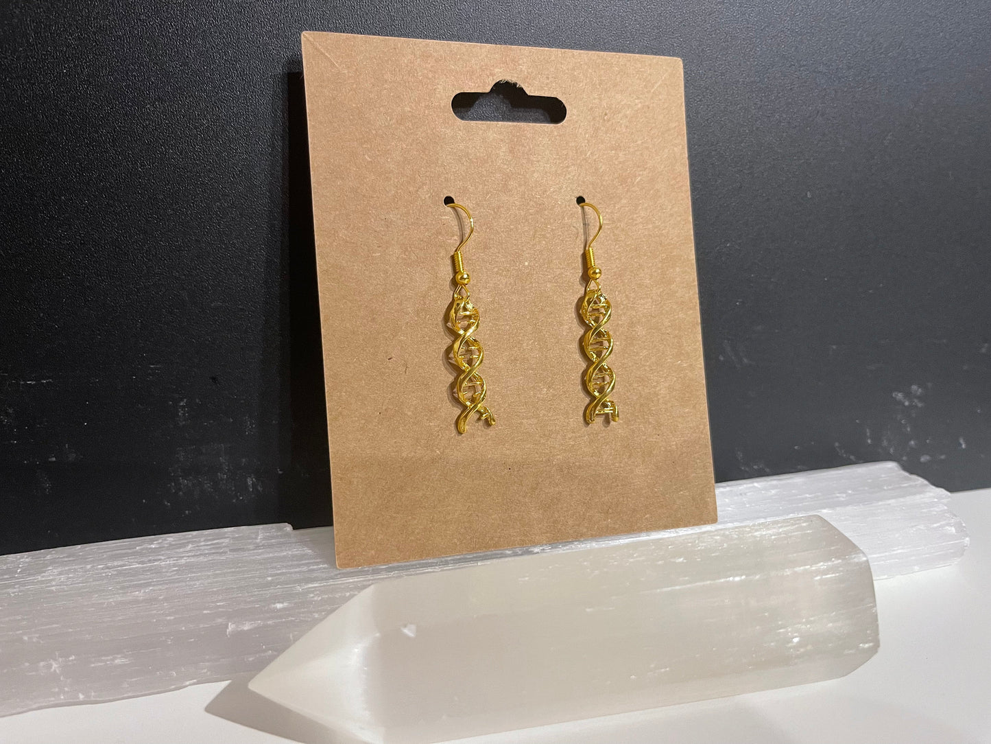 DNA Strand Earrings ( Gold )