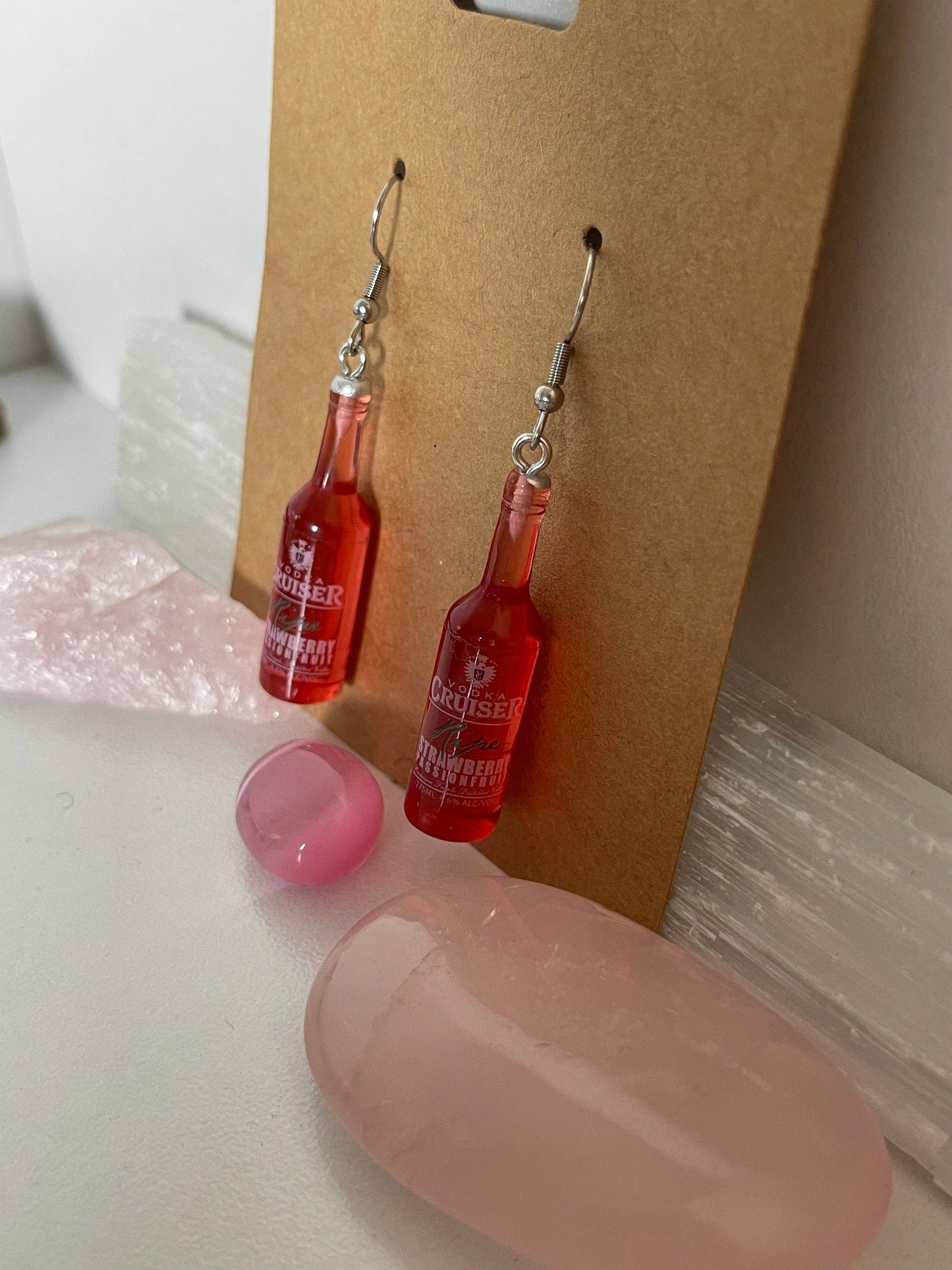 Strawberry Cruiser Bottle Earrings ( Silver )