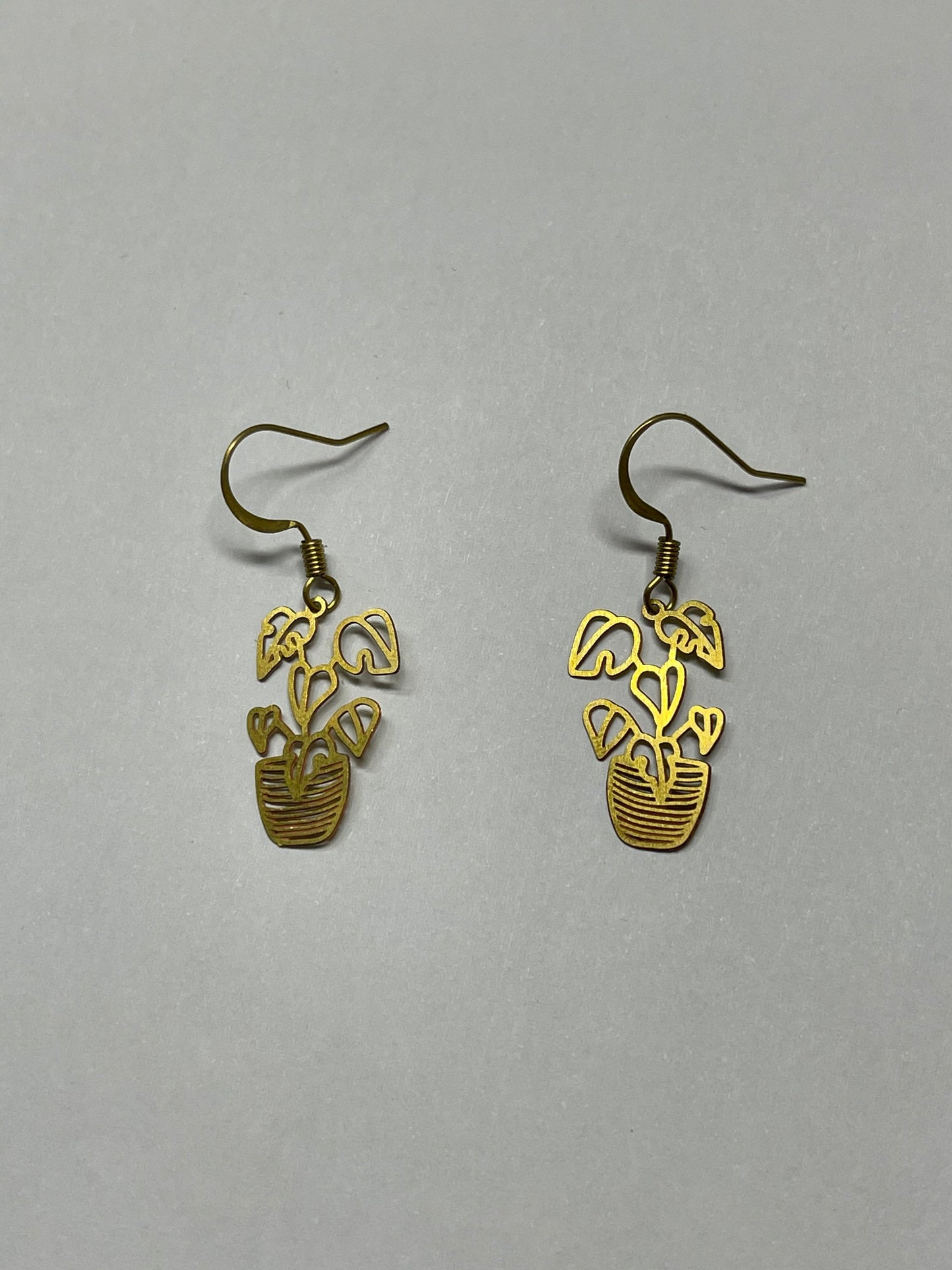 Pot Plant Earrings ( Gold )