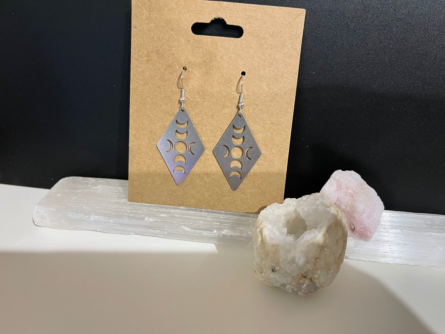 Moon Phase Earrings ( Silver )