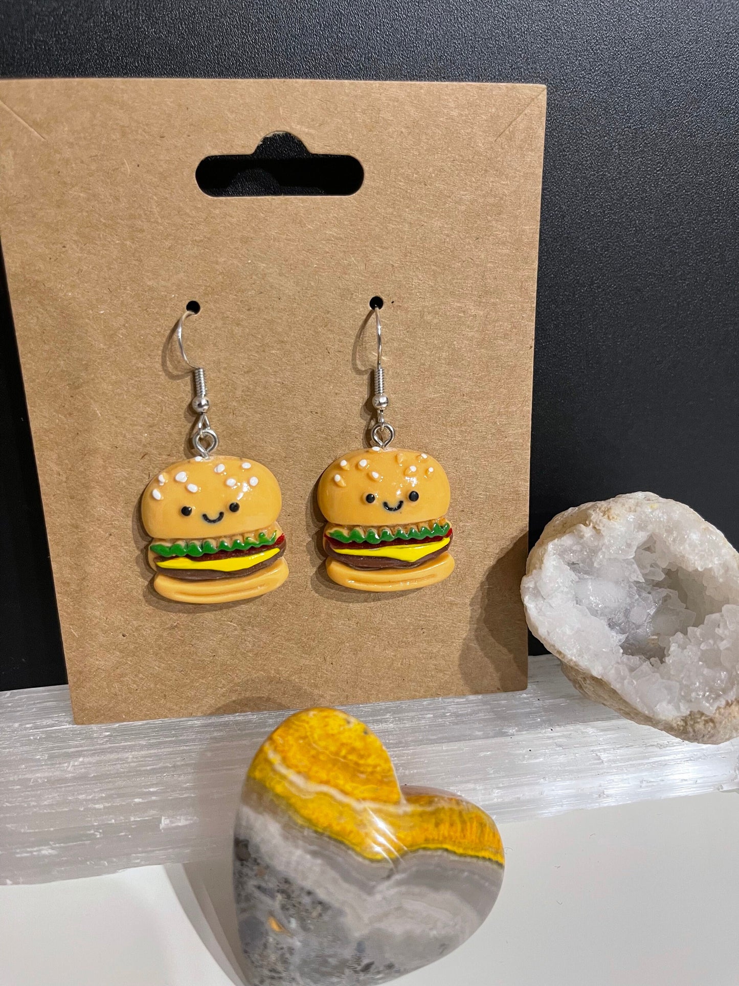 Hamburger Earrings ( Silver )