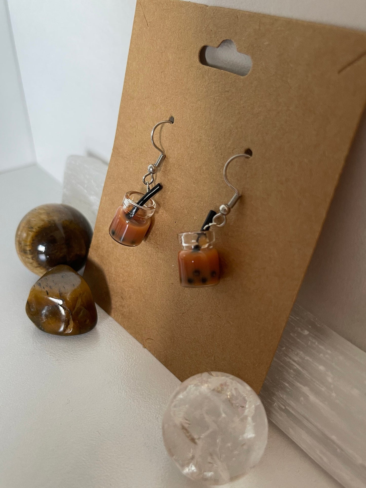 Bubble Tea Earrings ( Silver )