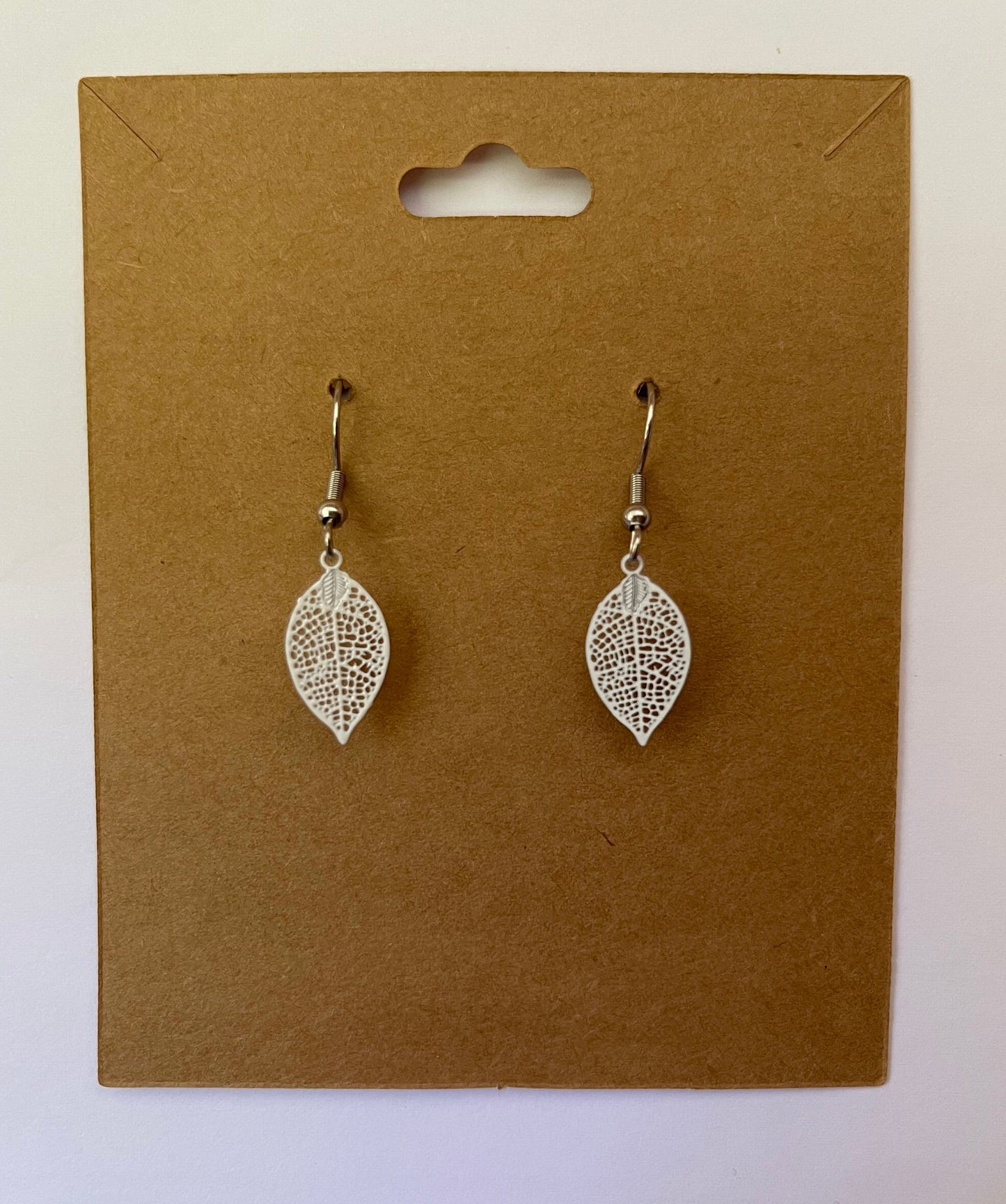 White Leaf Earrings