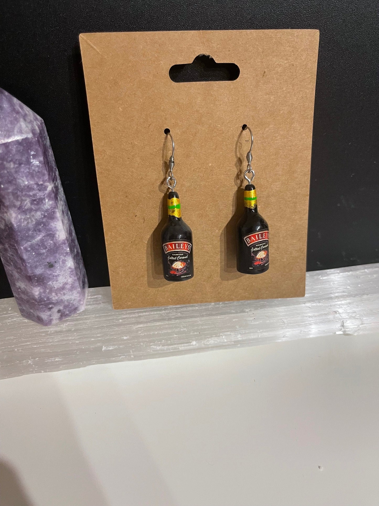Mini Baileys Bottle earrings ( Silver ) Salted Caramel flavour