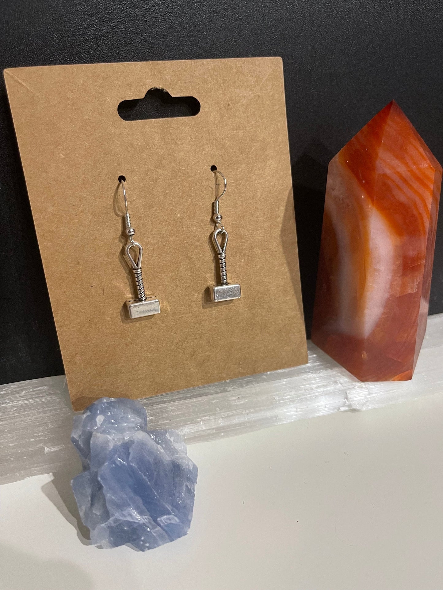 Thor Hammer Earrings ( Silver )