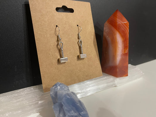 Thor Hammer Earrings ( Silver )