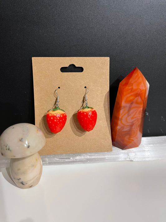 Strawberry Earrings ( Silver )