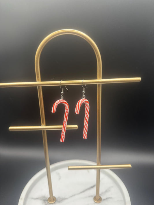 Candy Cane Earrings ( Silver )