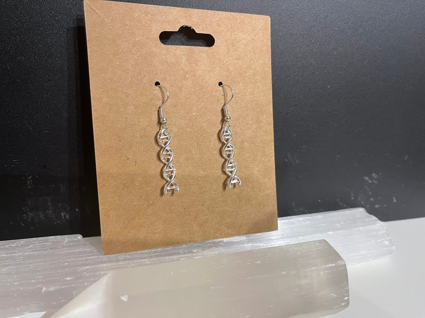 DNA Strand Earrings ( Silver )