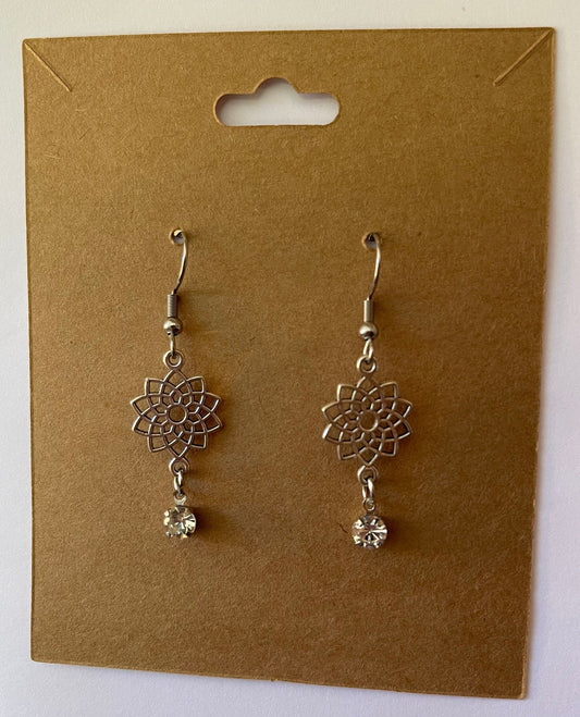 Star Mandala Earrings ( Silver )
