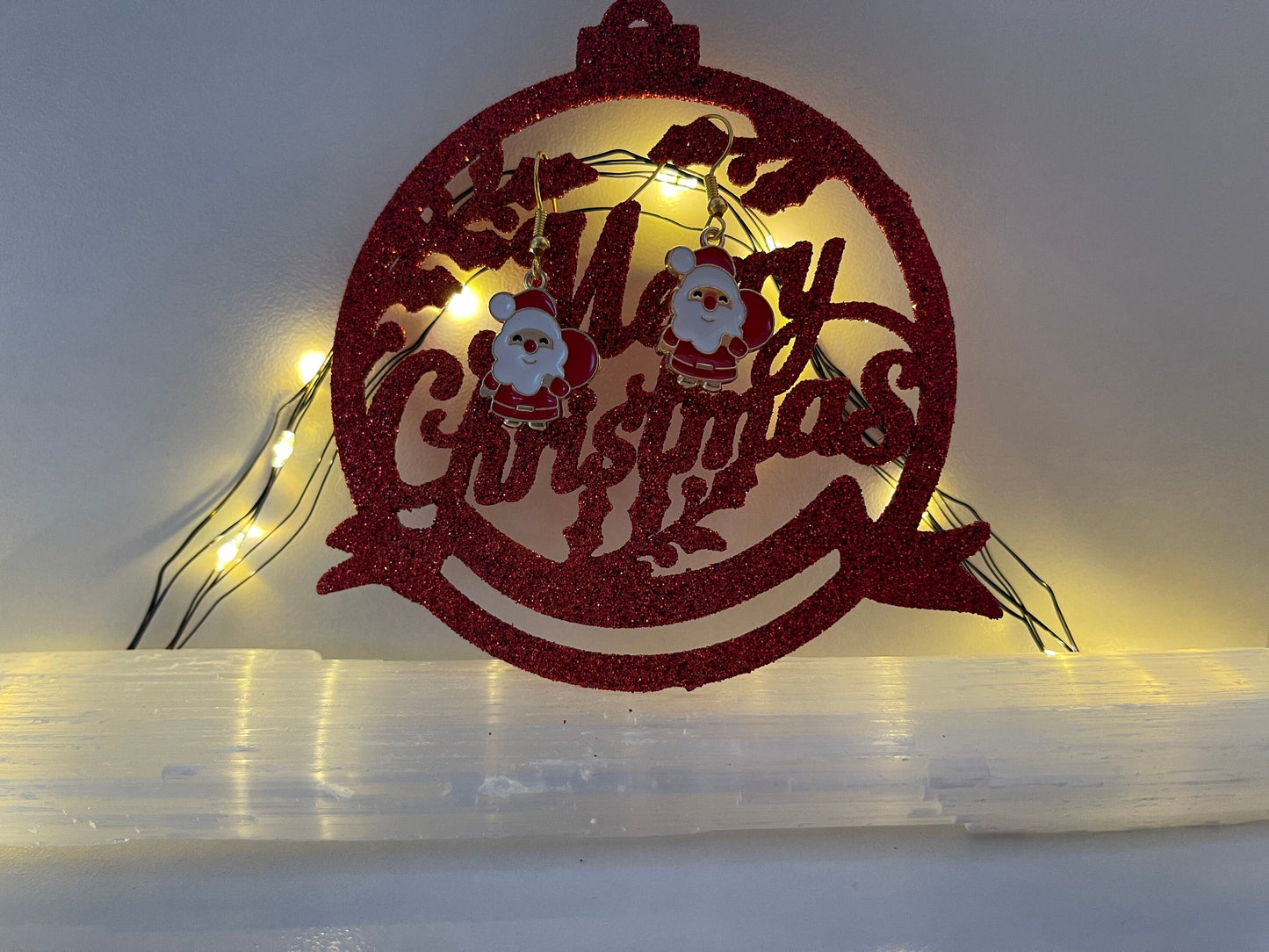 Santa Christmas Earrings ( Gold )