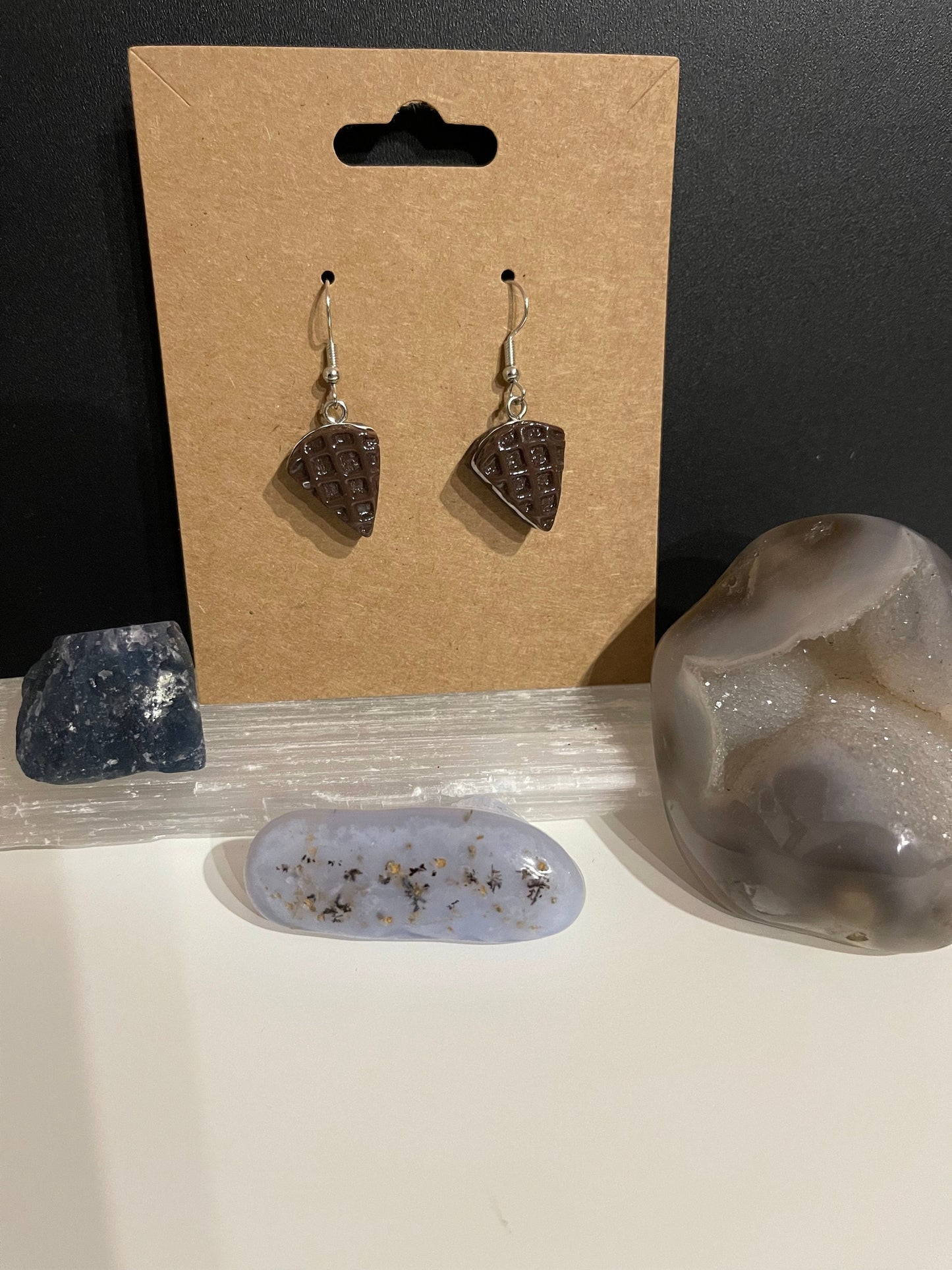 Chocolate Waffle Earrings ( silver)
