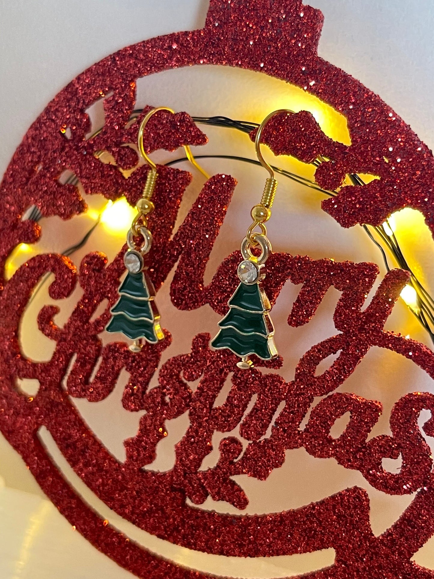 Christmas Tree Earrings ( Gold )