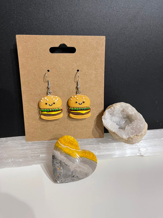 Hamburger Earrings ( Silver )