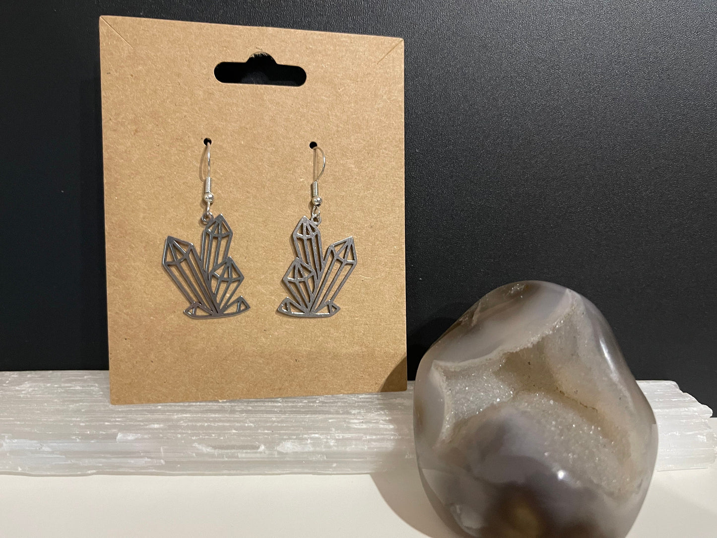 Crystal Cluster Earrings ( Silver )