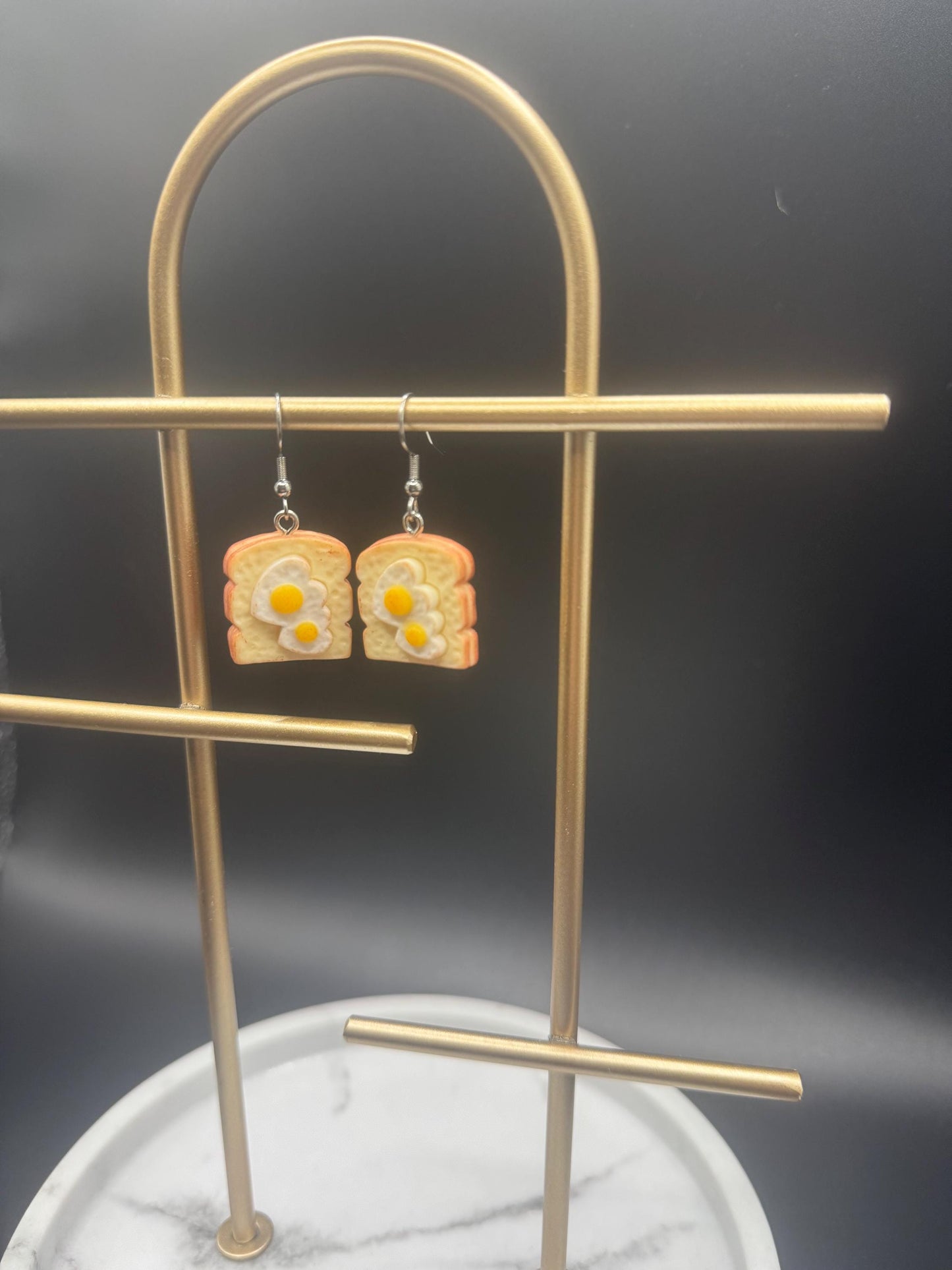 Eggs on Toast Earrings ( Silver )