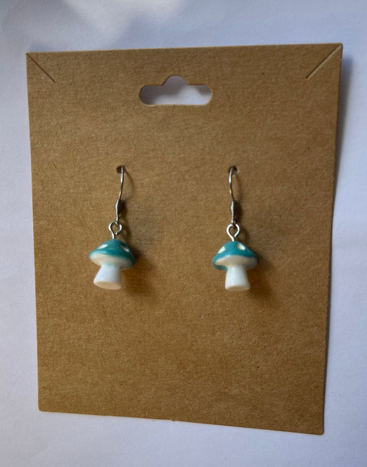 Blue Mushroom Earrings