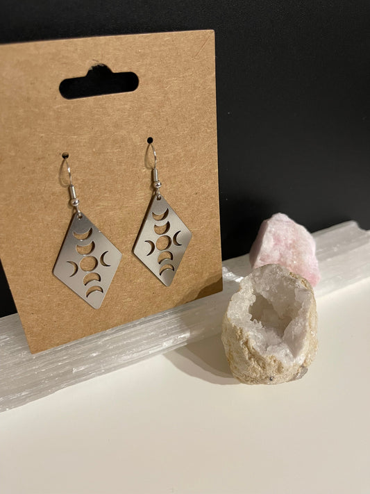 Moon Phase Earrings ( Silver )