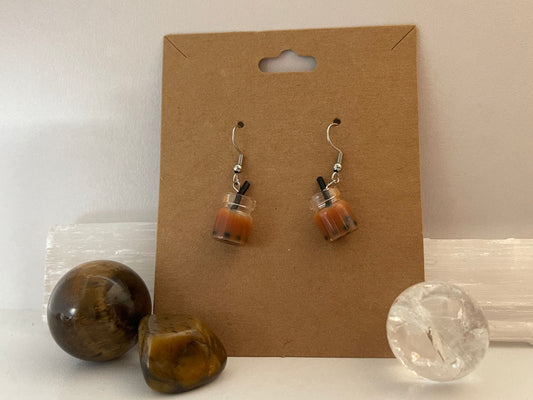 Bubble Tea Earrings ( Silver )