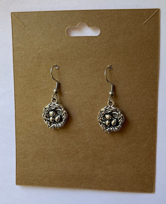 Bird Nest Earrings ( Silver )