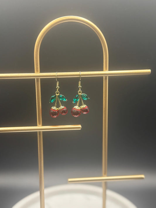Crystal Cherry Earrings ( Gold )