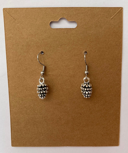 Pinecone Earrings ( Silver )