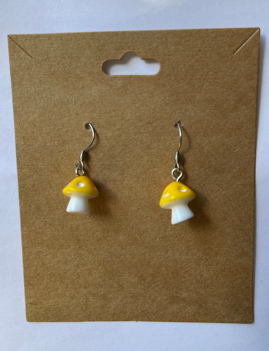 Yellow Mushroom Earrings