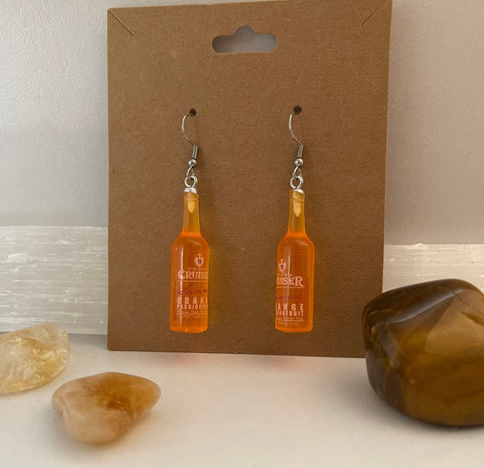 Orange Cruiser Bottle Earrings ( Silver )