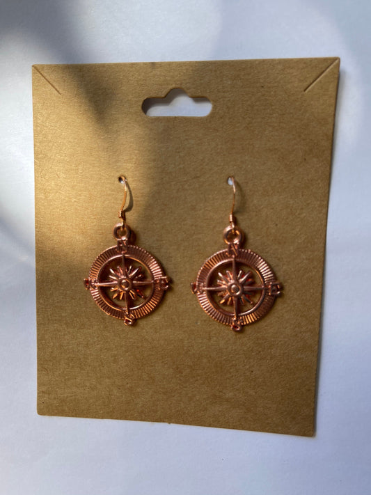 Compass Earrings ( Rose Gold )