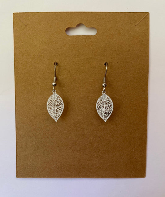 White Leaf Earrings