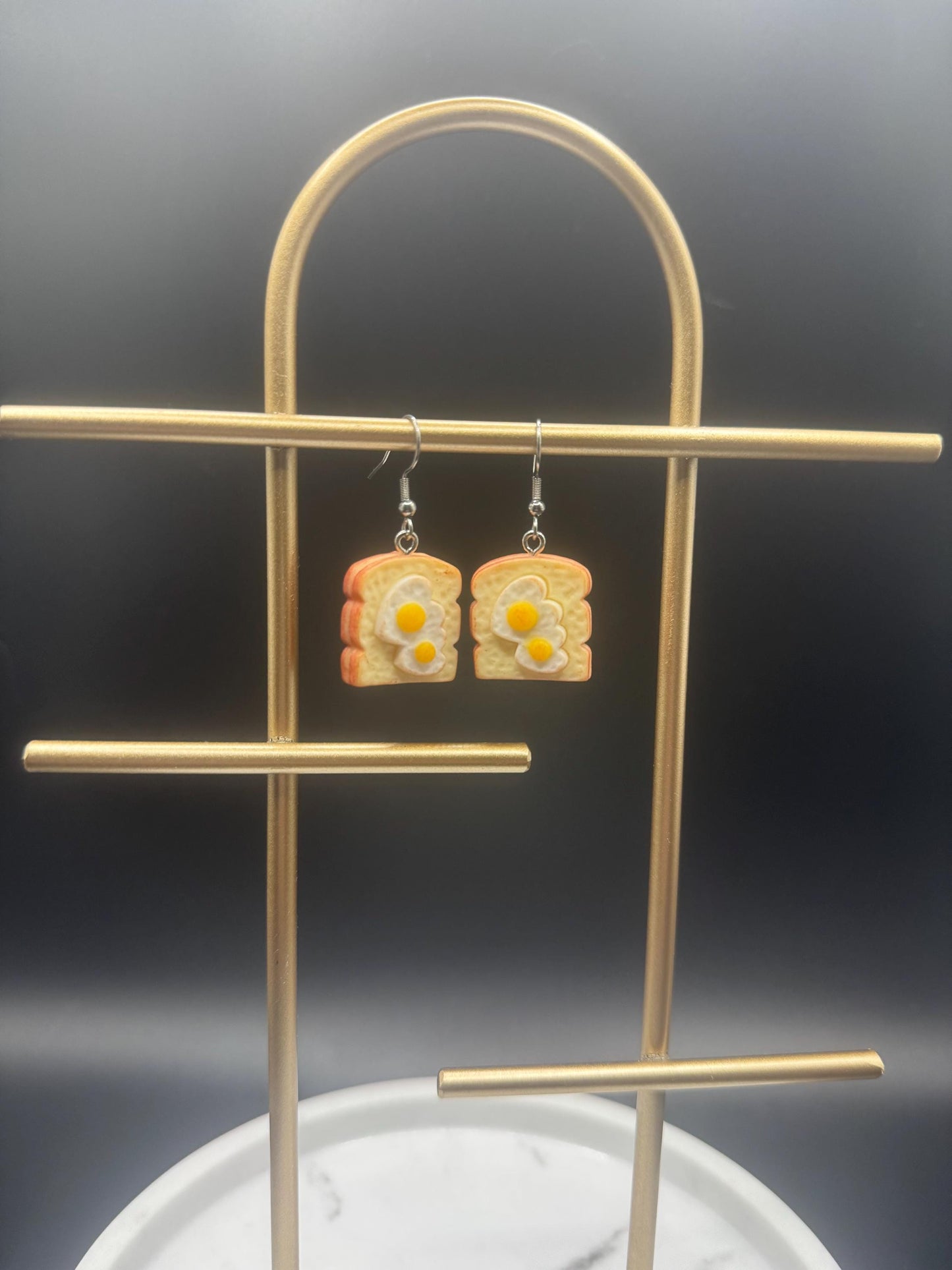 Eggs on Toast Earrings ( Silver )