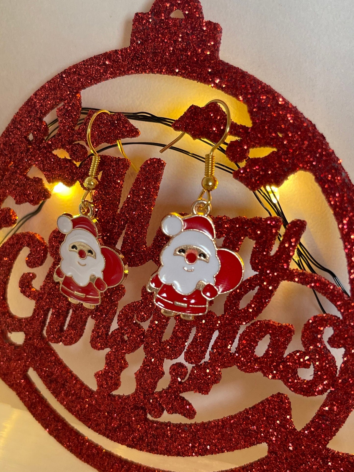 Santa Christmas Earrings ( Gold )