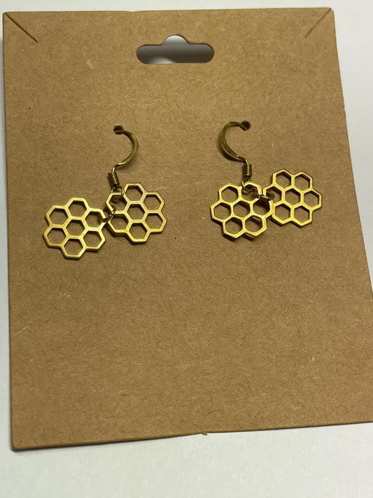 Honey Comb Earrings ( Gold )