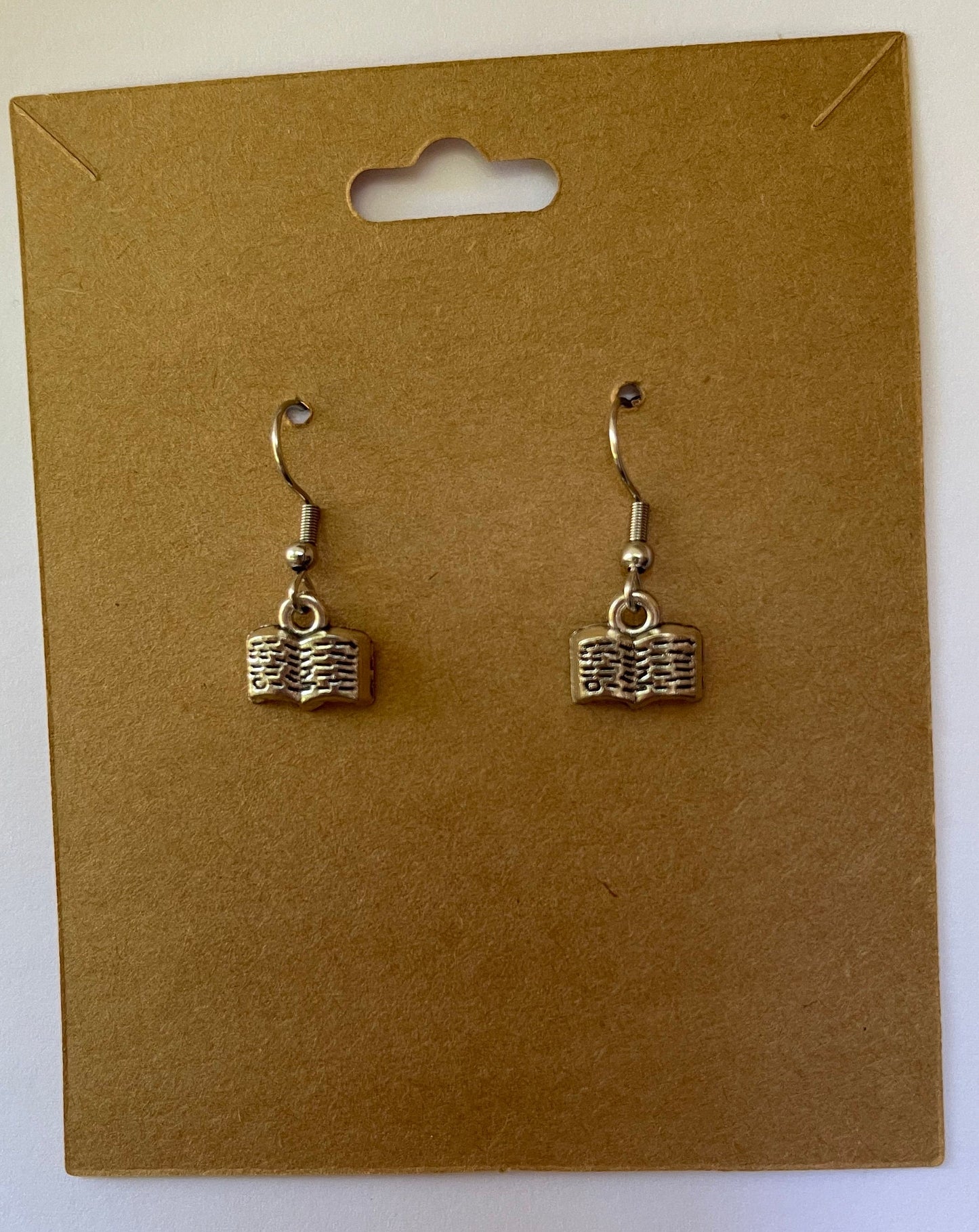 Book Earrings ( Silver )