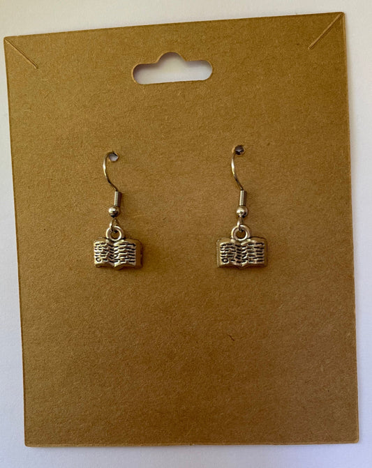 Book Earrings ( Silver )