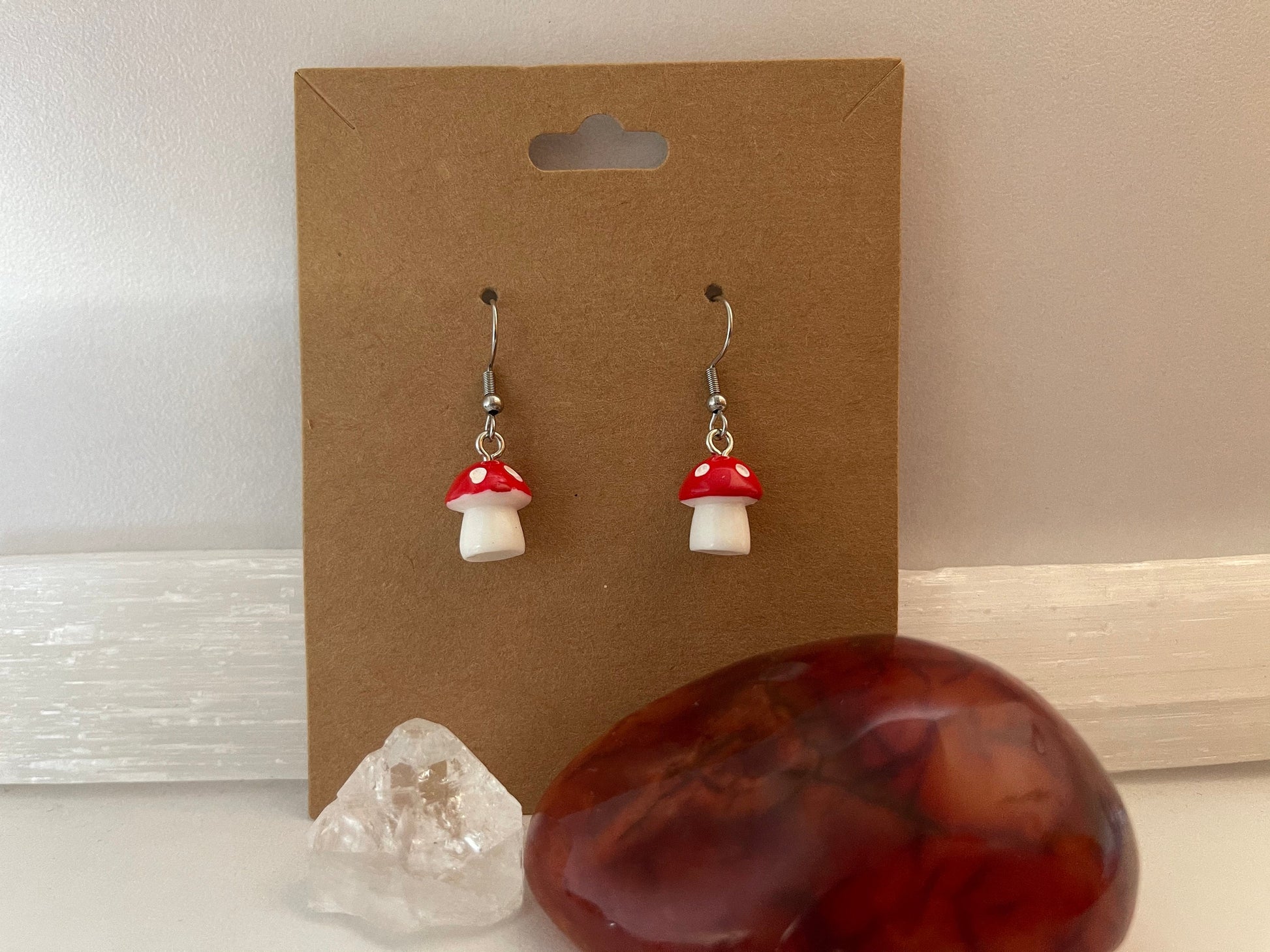 Red Mushroom Earrings ( Silver )