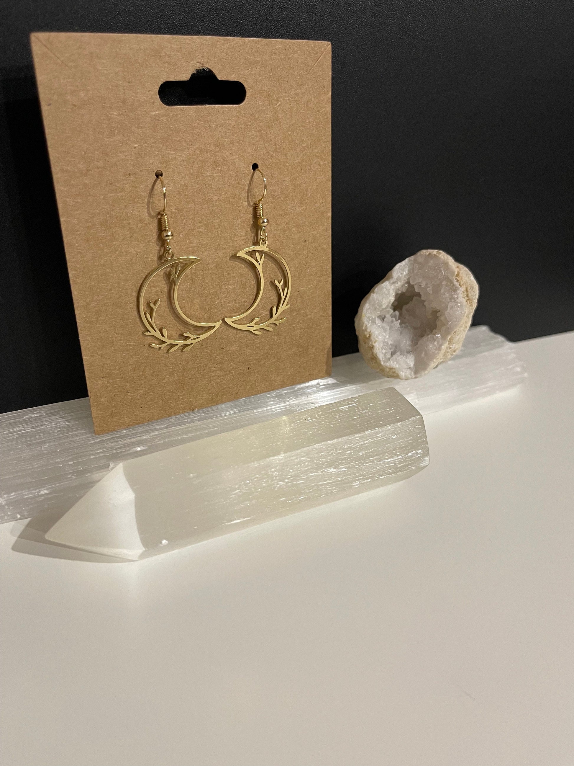 Gold Moon Earrings ( Gold )