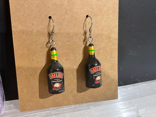 Mini Baileys Bottle earrings ( Silver ) Salted Caramel flavour