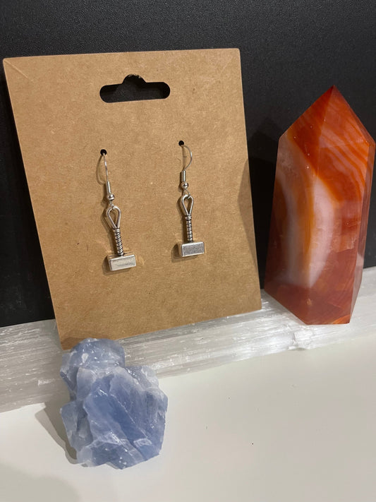 Thor Hammer Earrings ( Silver )